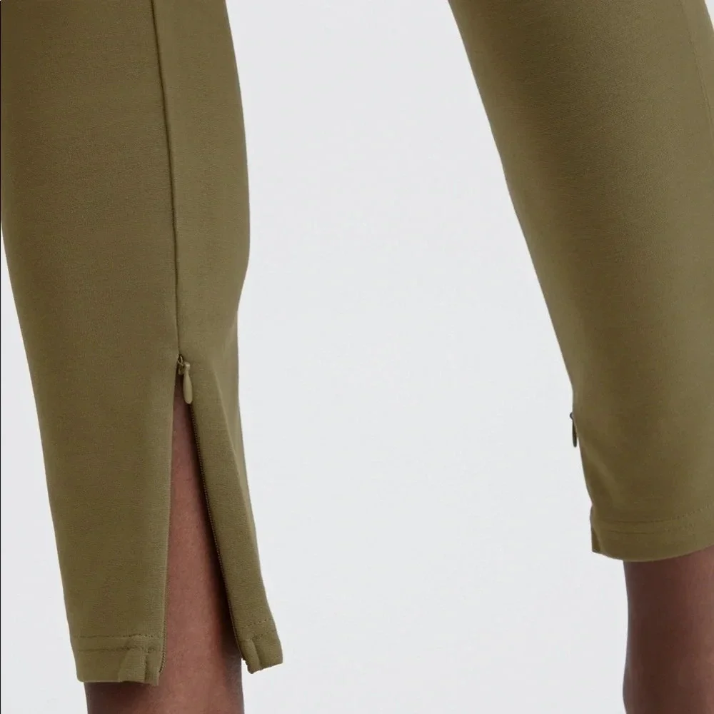 PONTE SKINNY ZIP-SLIP PANT GREEN FOREST SHORT S/6 NWT - Picture 2 of 5
